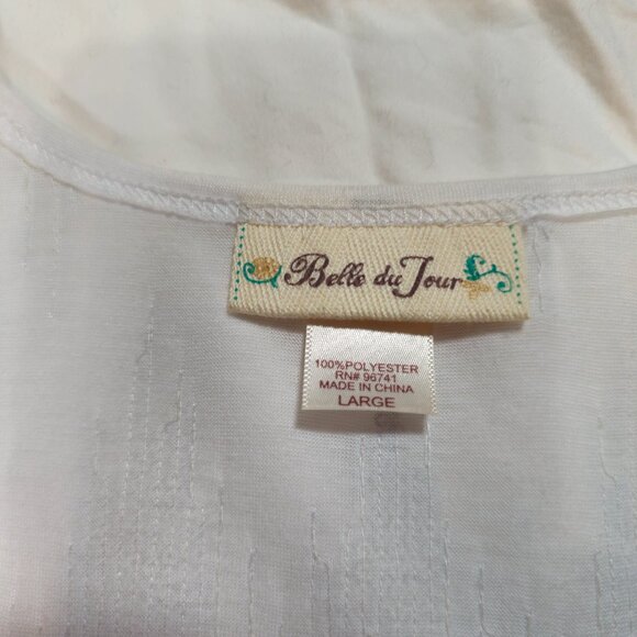 Belle Du Jour White Tank With Silver Sequin Detail size Large - Picture 3 of 5